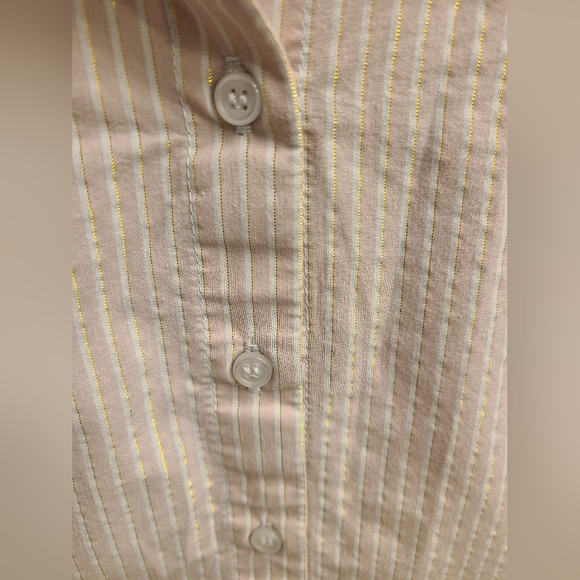 7th Avenue NY&C Button-Up, Blush Pink w/ White and Shimmer Pinstripes, Size XL - Picture 4 of 7